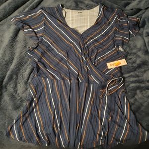 Navy Blue Stripe Top
